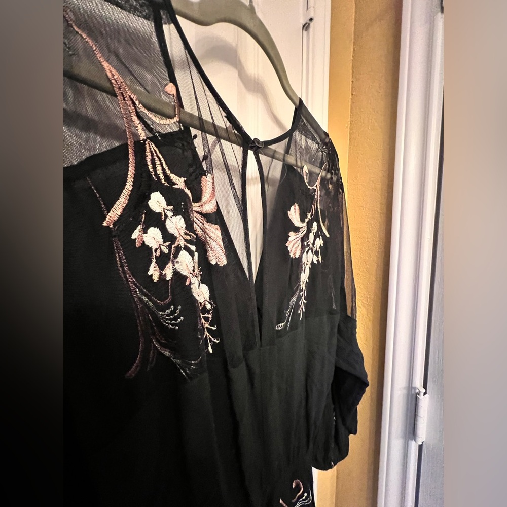 Free People Bonjour Black Embroidered Boho Dress, size XS - Picture 8 of 8